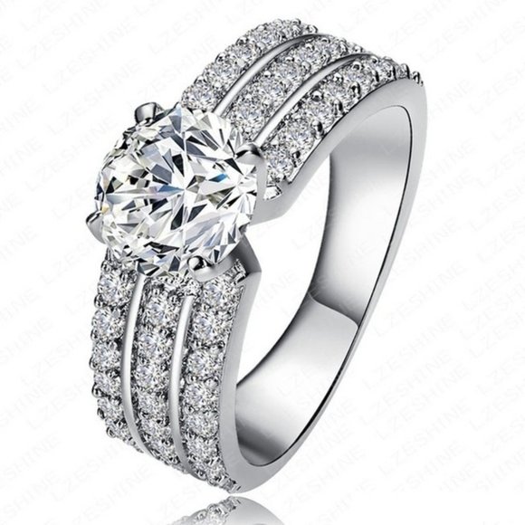 925 Sterling Silver Jewelry - 925 Sterling Silver Diamond Fashion Ring